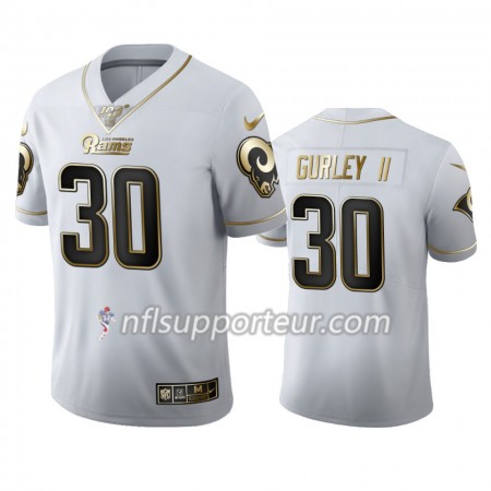 Maillot Homme Los Angeles Rams Todd Gurley 30 Nike Blanc Golden Edition 100th